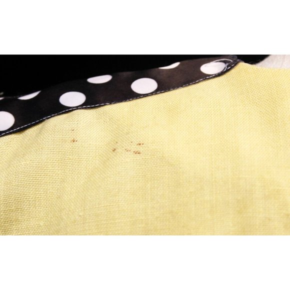 VTG 80s Handmade Yellow Dress Mid Length Button Down Polka Dot Ribbon Trim Bow - Picture 9 of 11